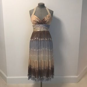 BCBG Ombré Halter Dress Blue/Gold/Chocolate-Size 2