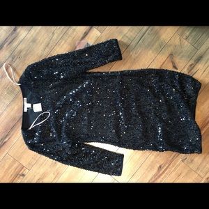 Long Sleeve Sequin Little Black Dress