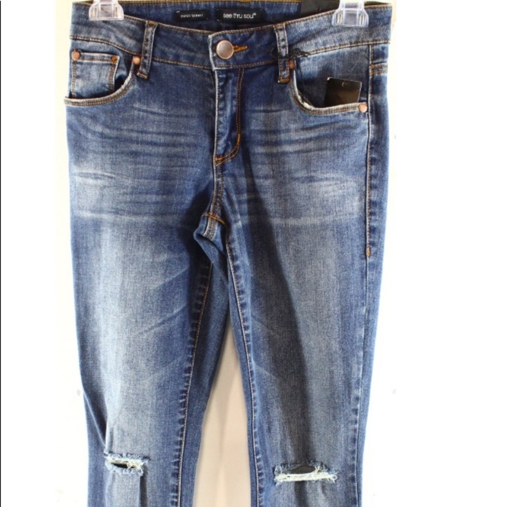 Piper Skinny See Thru Soul Ripped Knee Jeans