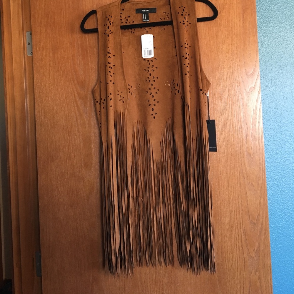 Forever 21 faux suede fringe vest