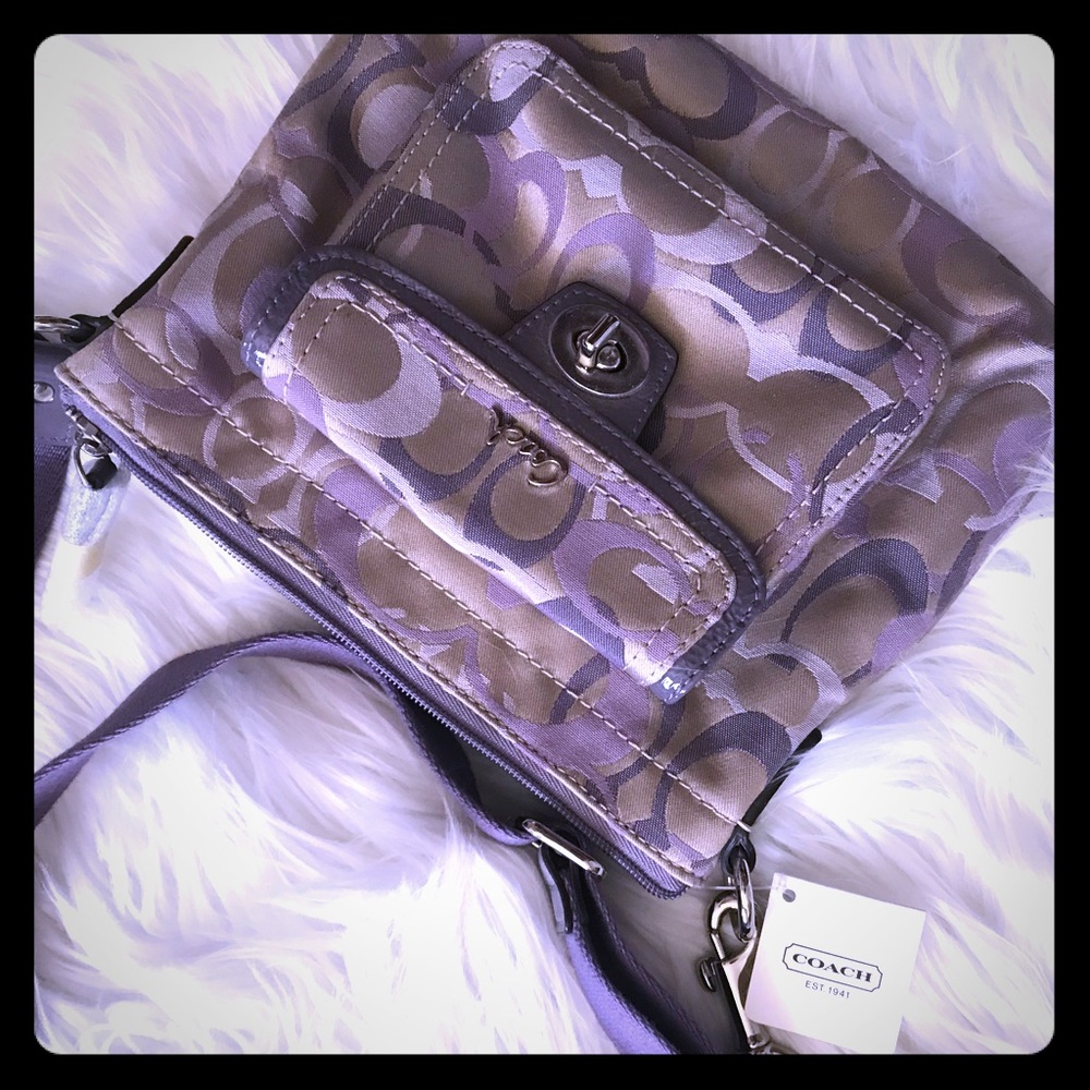 Taupe and Lavender Coach Crossbody Purse Brand New