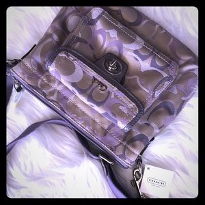 Taupe and Lavender Coach Crossbody Purse Brand New