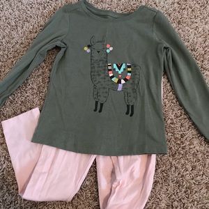 Girls long sleeve tee + leggings outfit