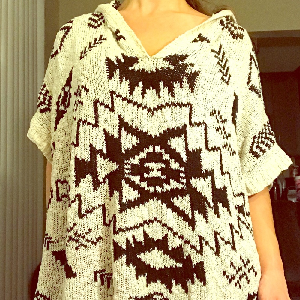 Southwestern hooded poncho