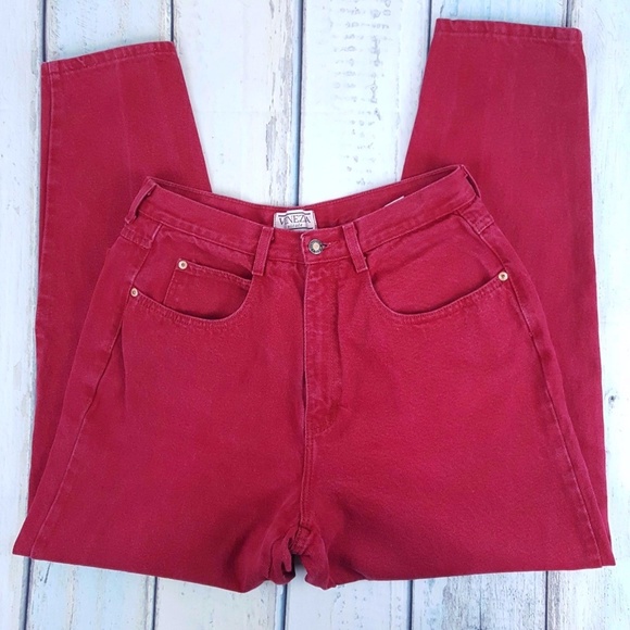Venezia Denim - 90s Venezia Red Cotton High Waist Jeans 14 30x29