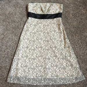 Black and creme lace cocktail dress