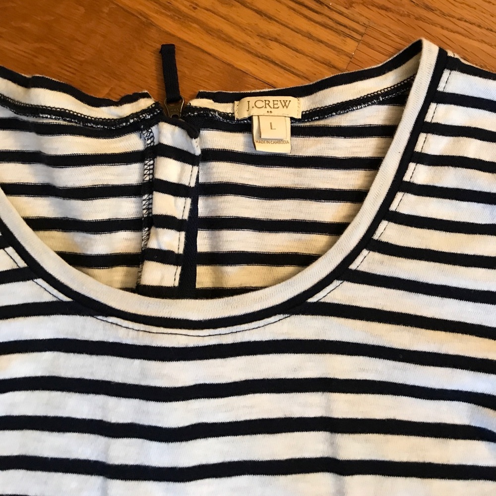 JCrew Navy Stripe 3/4 sleeve shirt - Picture 2 of 3