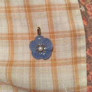 14kt blue jade, blue topaz, & seed pearl pendant