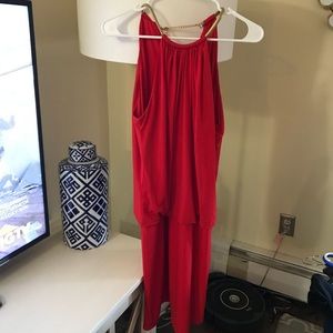 Sexy red party dress w/gold details! Jess.Simpson