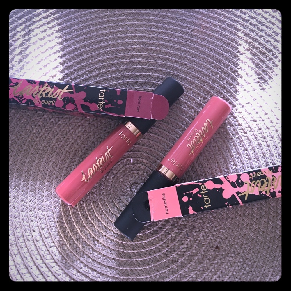 2 tarteist lip paints. home slice/ front row Tarte
