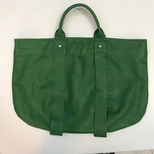 Clare V. La Tropezienne Green Leather Handbag