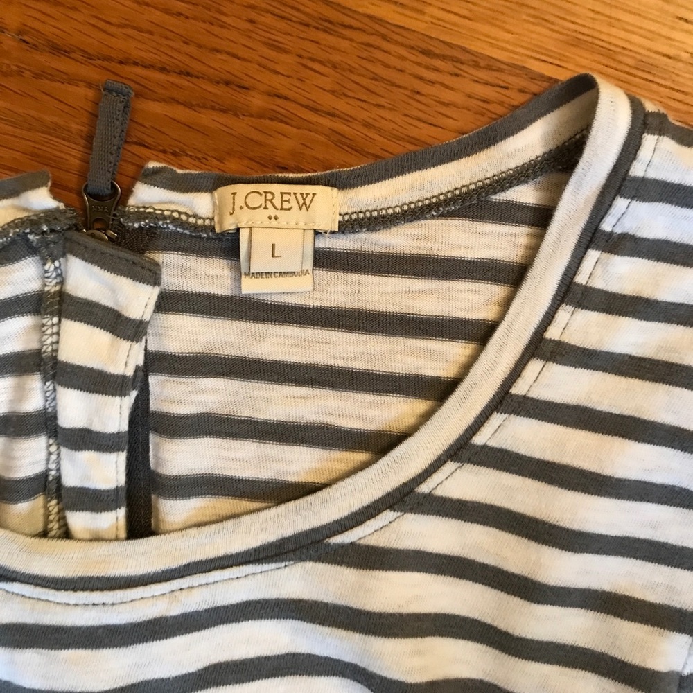 JCrew Gray striped 3/4 sleeve shirt. - Picture 2 of 3