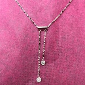 Sterling Silver Hi-low Pave CubicZirconia Necklace