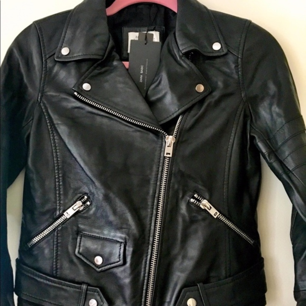 Zara Sheep Leather Biker Jacket