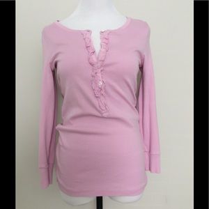 Perfect fit ruffle henley tee