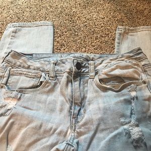 American Eagle distressed light blue jeans