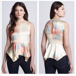 Sleeveless silk peplum shirt