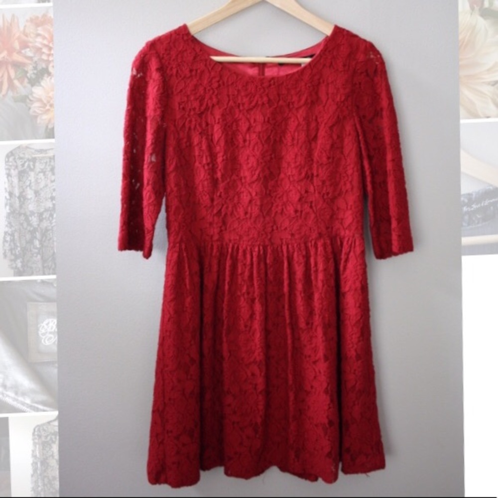 Kensie Red Lace A line Dress