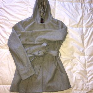 Grey fitted pea coat.
