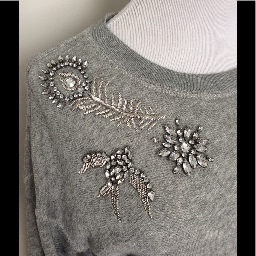 Jeweled shoulder sweatshirt