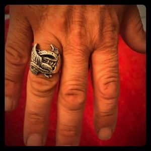 NEW men's stainless steel 'Live to Ride' ring size 10