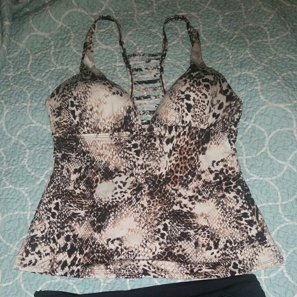 Liz Claiborne Tankini Swimsuit Top And Bottom Set