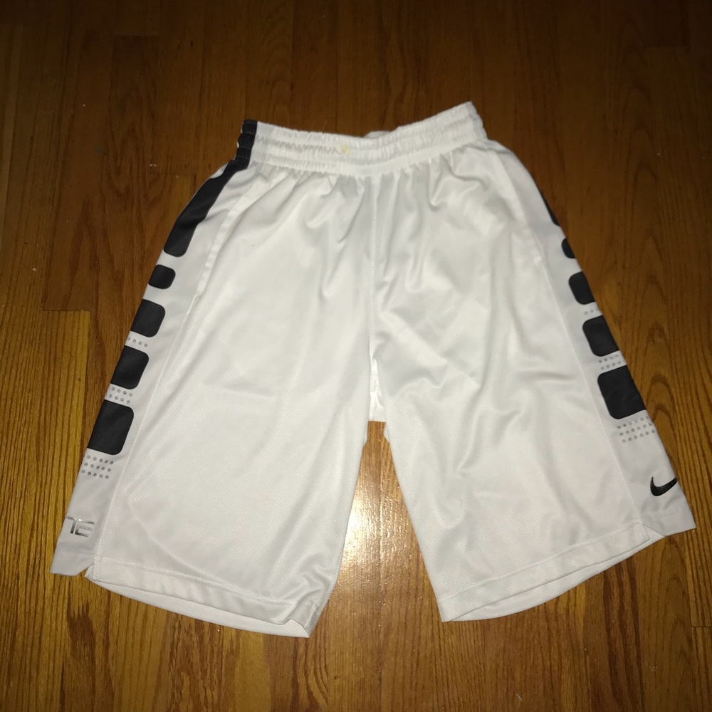 White and black nike athletic shorts