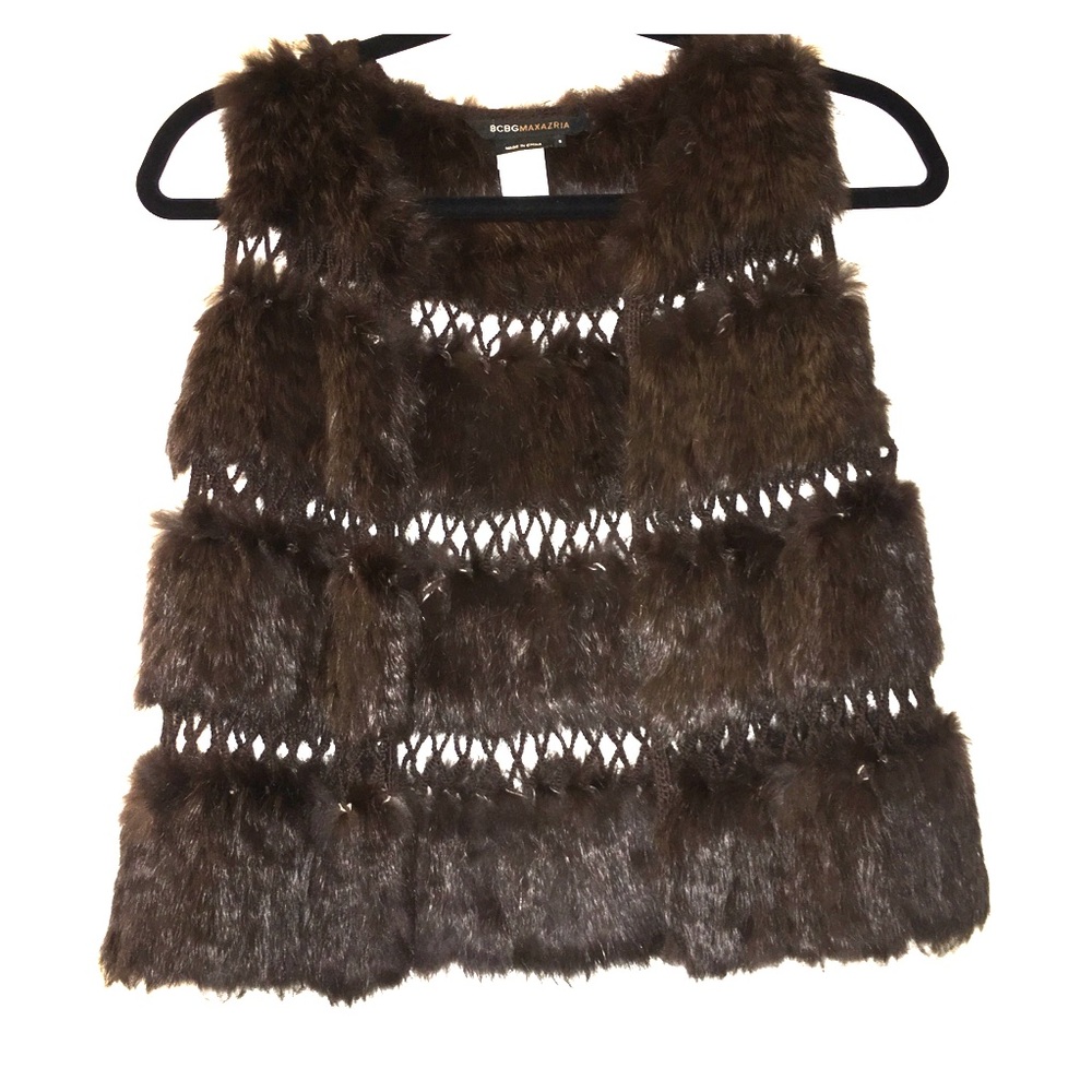 BCBG MAXAZRIA Small Rabbit Fur Vest