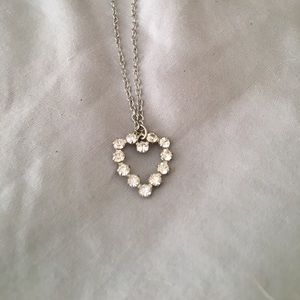 Rhinestone heart on 18" silver chain