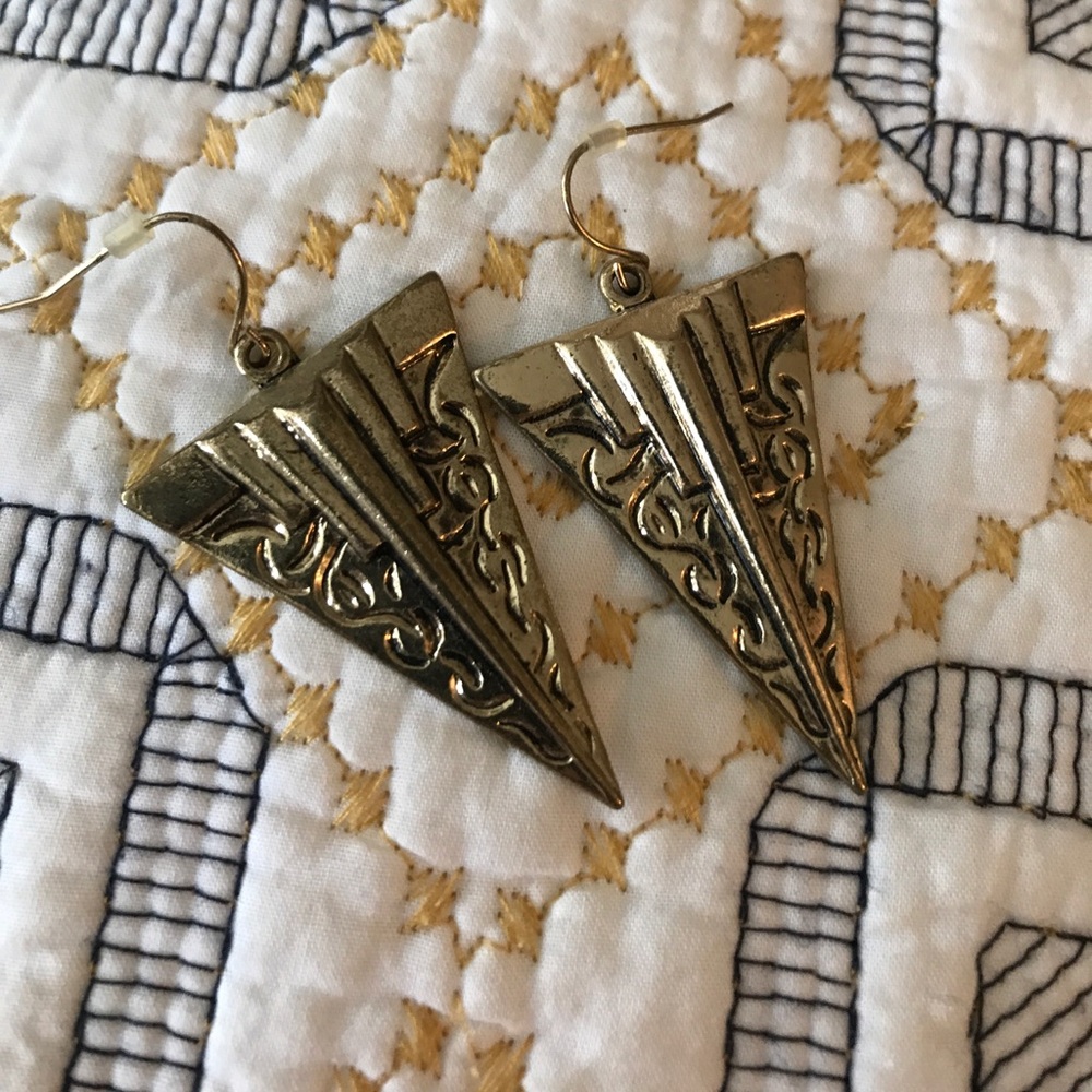 Funky gold triangle earrings
