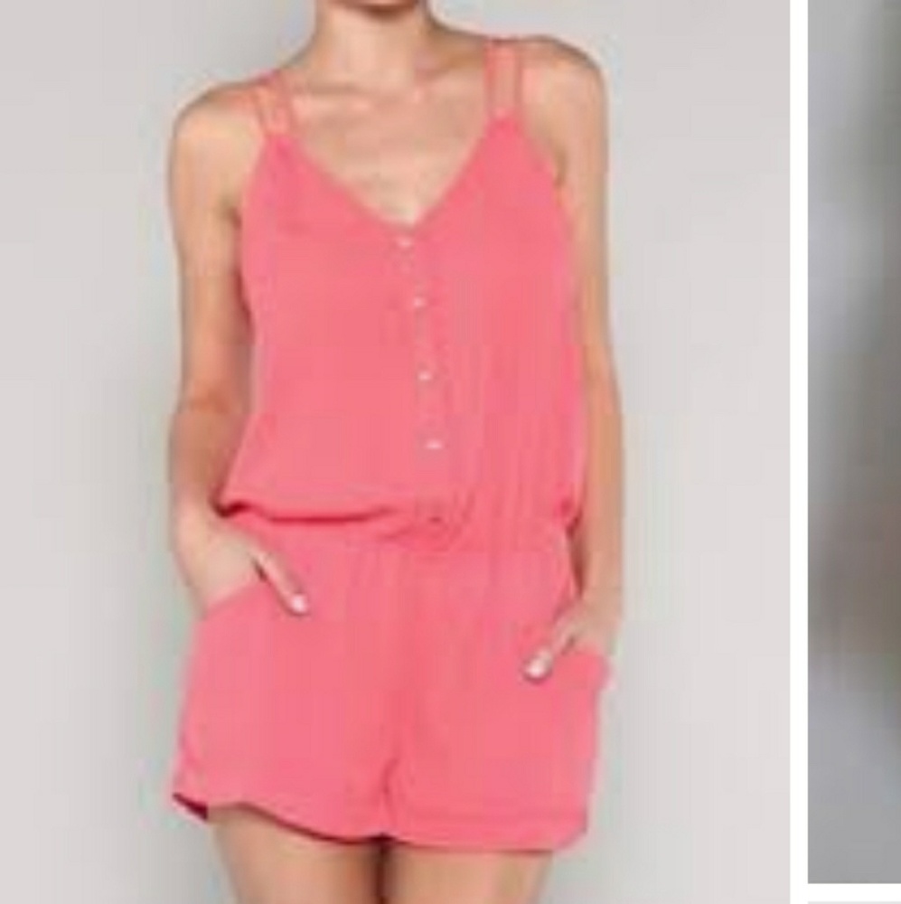 Double Zero Neon Coral Romper