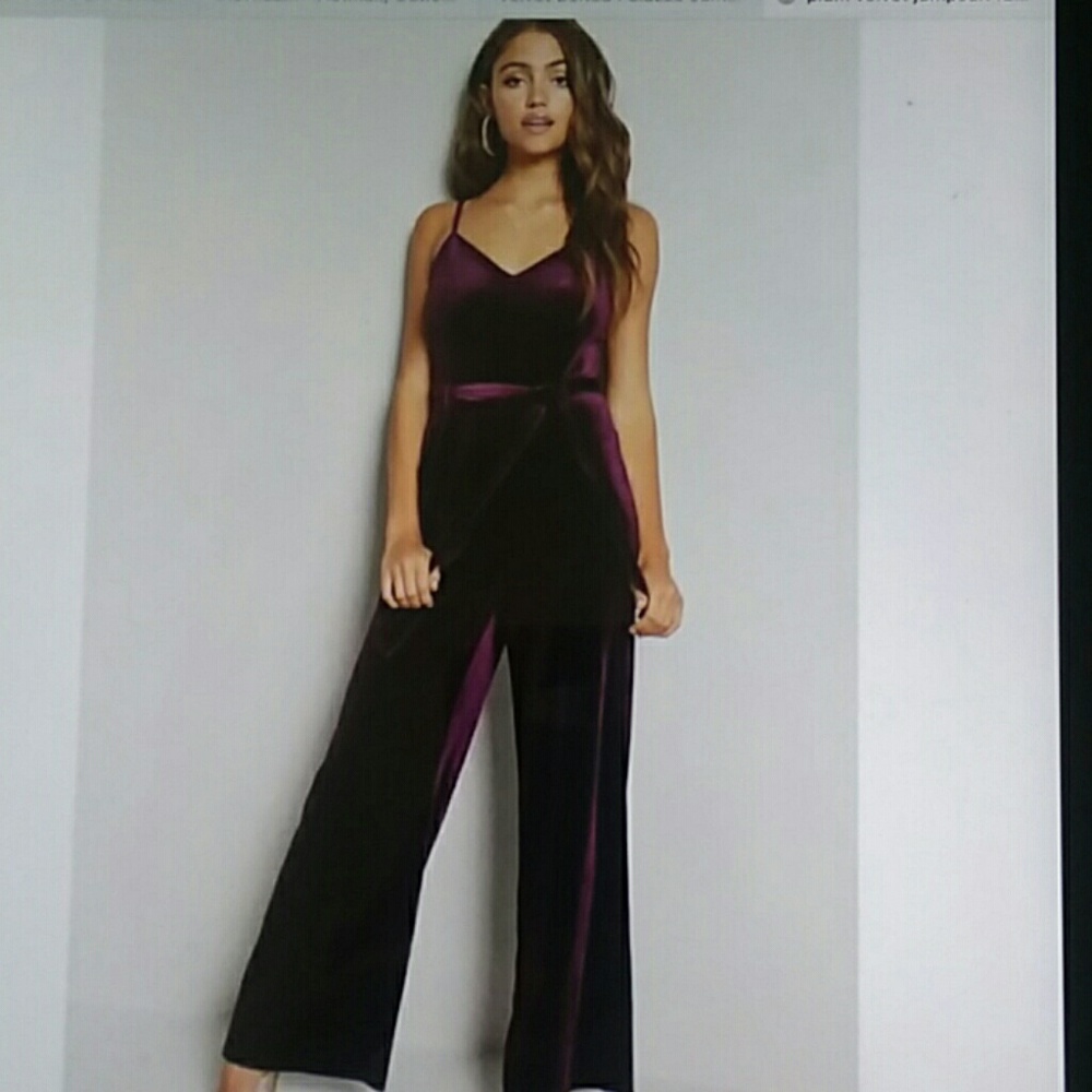 Velvet Jumpsuit In Plum