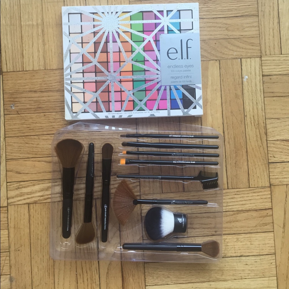 Never used Elf eye shadow pallet and brushes