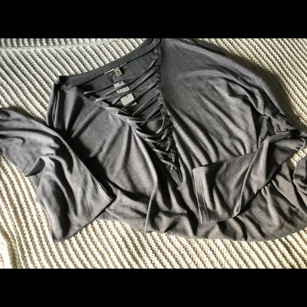 Long sleeve lace up top