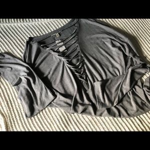 Long sleeve lace up top