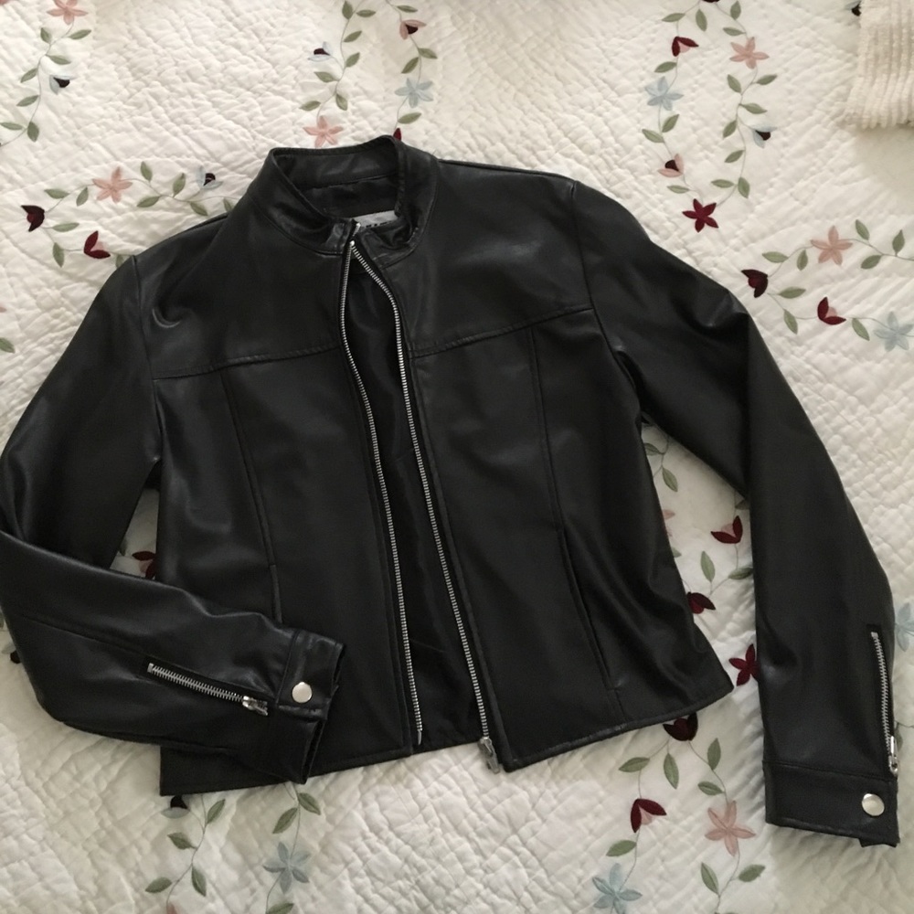 Faux Leather Small Black Jacket