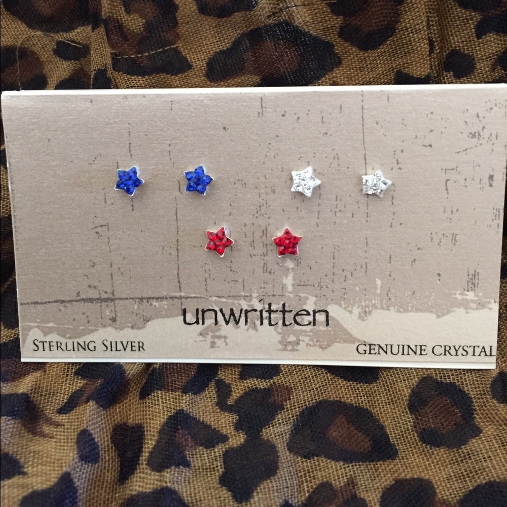 Bundle of three sterling silver crystals earrings