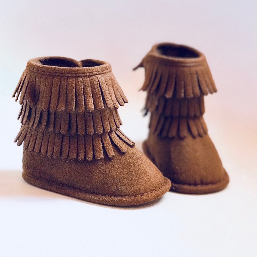 Faux Suede Fringe Baby Booties