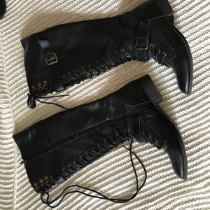 Knee high combat boots