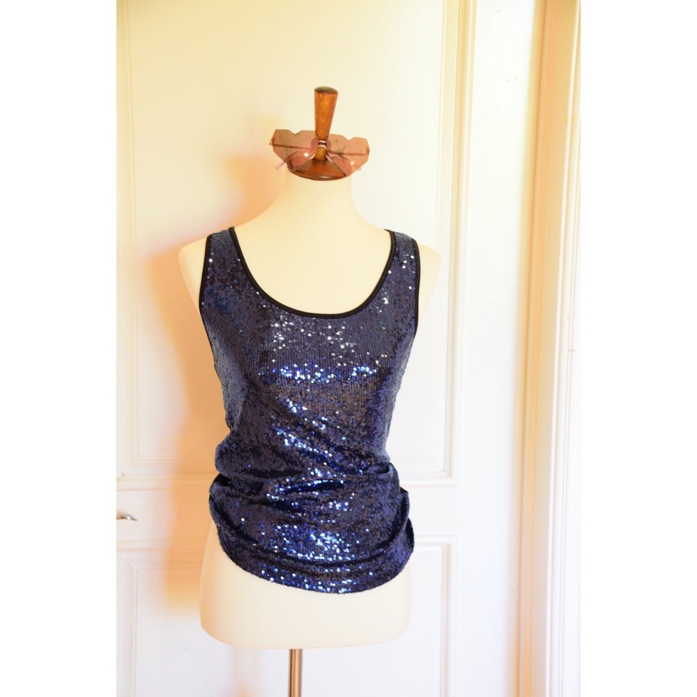 Super stretchy Blue Sequin Tank top