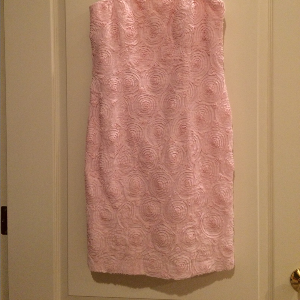 Pink cotton embellished knee length dress