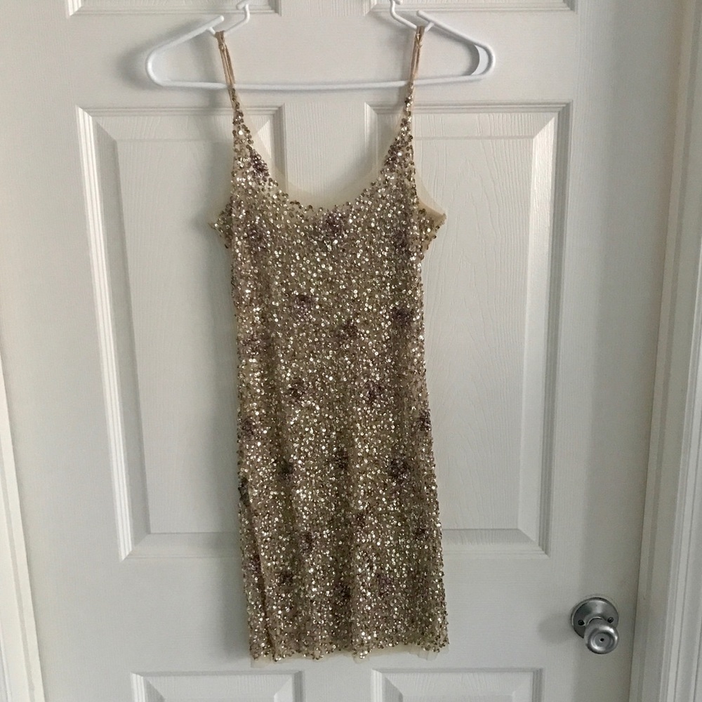 Arden B Gold Sequined Tunic Tank