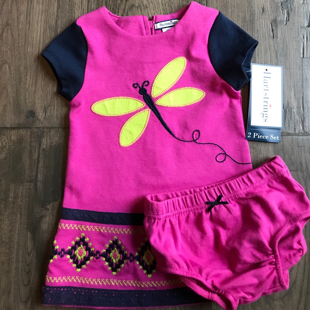 NWT Hartstrings Pink Nagy Dragonfly Dress Sz 12M