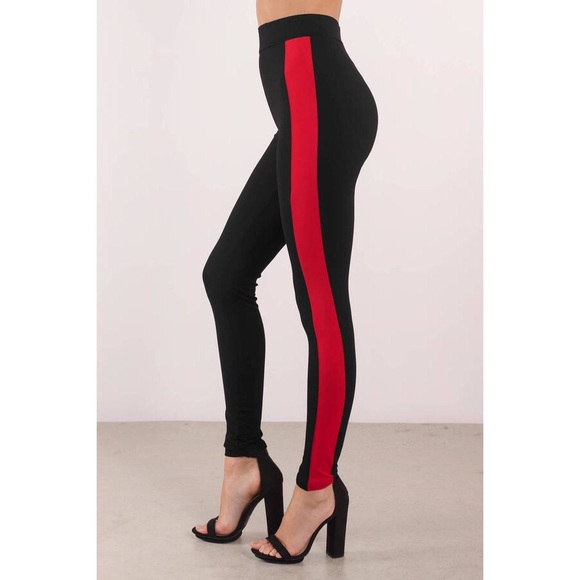 Black Red Stripe Pants - Picture 5 of 6