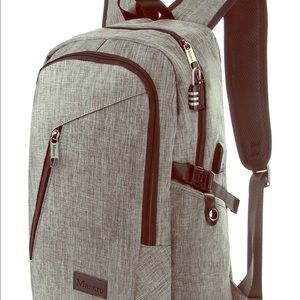 Mancro grey water resistant laptop backpack