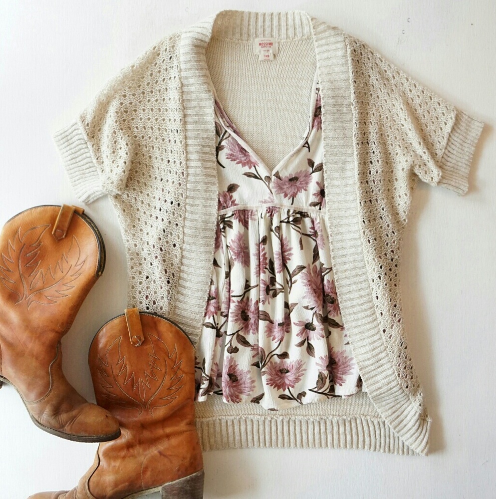 Open knit crochet boho open dolman cardigan