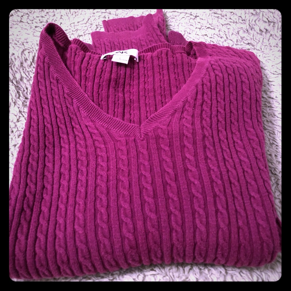 🐝Anne Klein Warm Cable Knit Sweater in Eggplant🐝