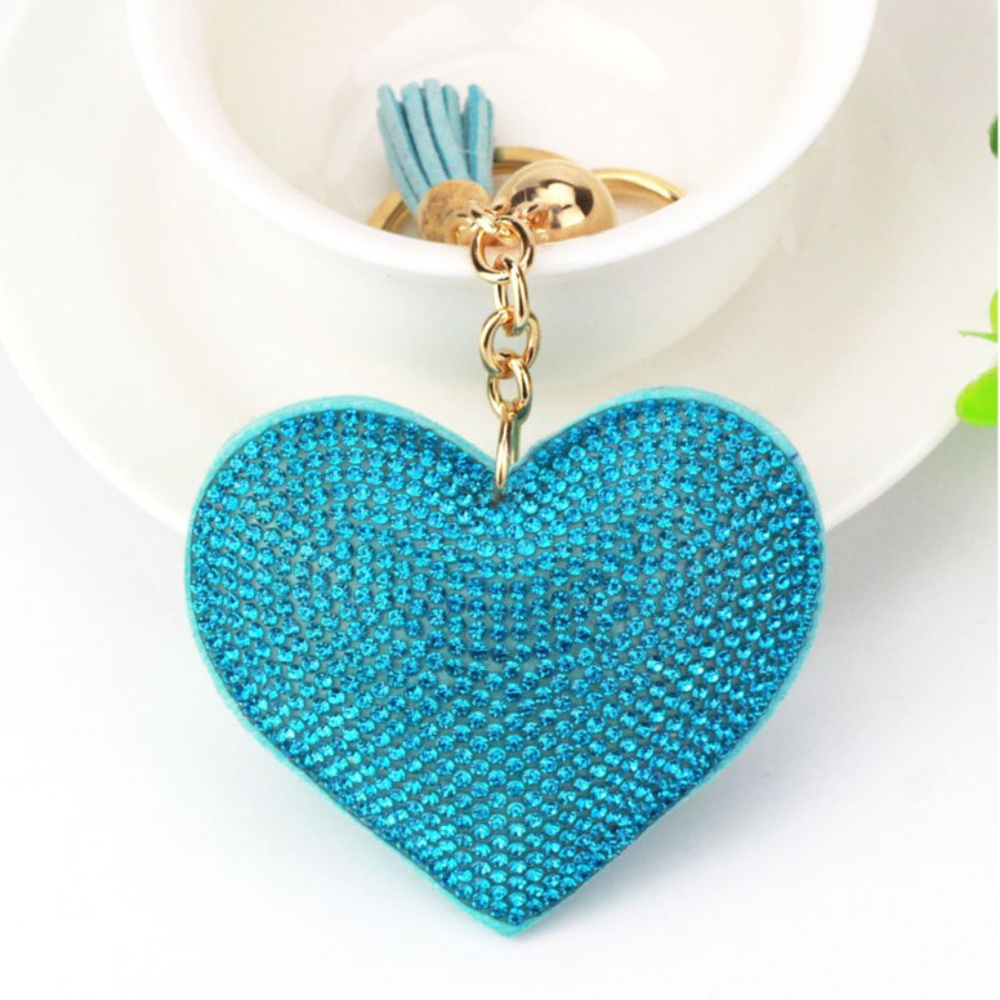 Blue Rhinestones Heart Bag Charm