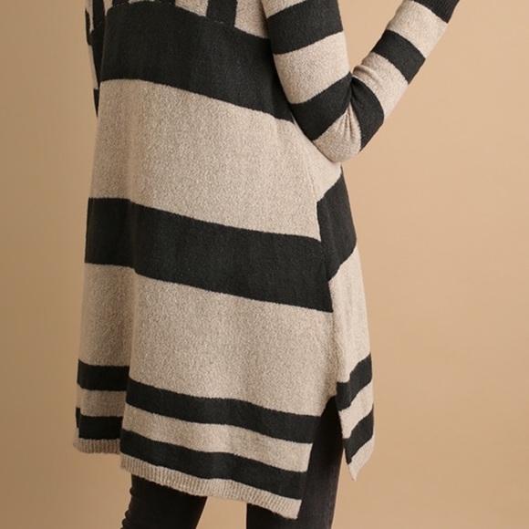 (1 LG left) Cowl Neck Sweater Stripe Tunic Dress - Picture 4 of 5