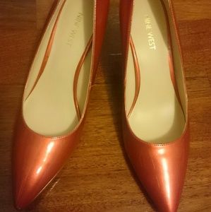 Nine West Margot red-orange patent leather pumps